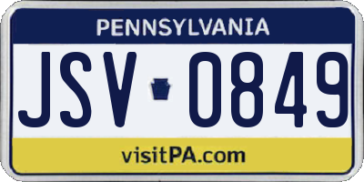 PA license plate JSV0849