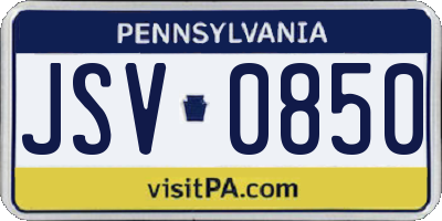 PA license plate JSV0850