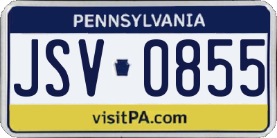 PA license plate JSV0855