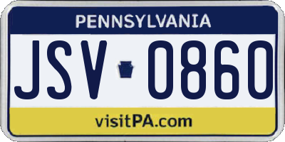 PA license plate JSV0860