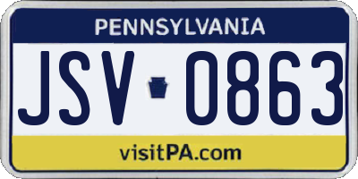 PA license plate JSV0863