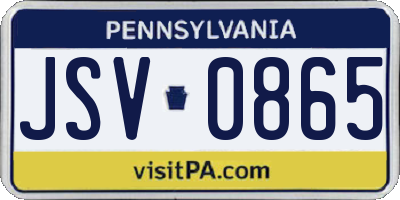 PA license plate JSV0865