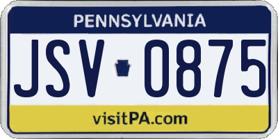 PA license plate JSV0875