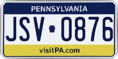 PA license plate JSV0876