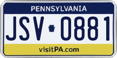 PA license plate JSV0881