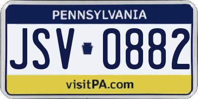 PA license plate JSV0882