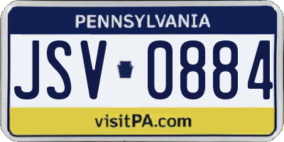 PA license plate JSV0884