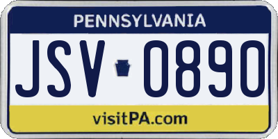 PA license plate JSV0890