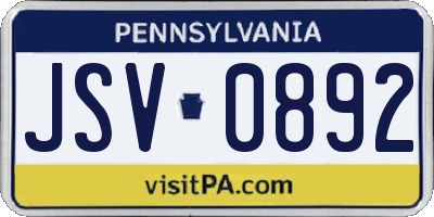 PA license plate JSV0892
