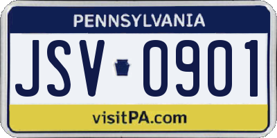 PA license plate JSV0901
