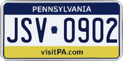PA license plate JSV0902