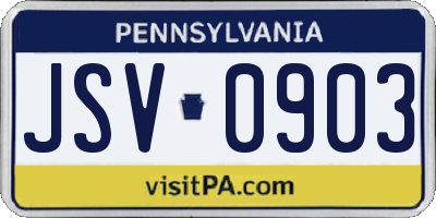 PA license plate JSV0903