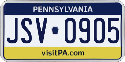 PA license plate JSV0905