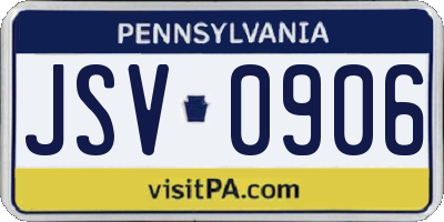 PA license plate JSV0906