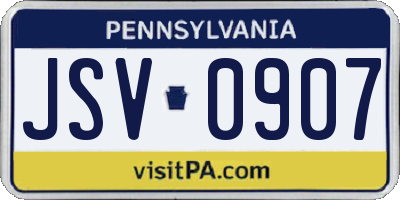 PA license plate JSV0907