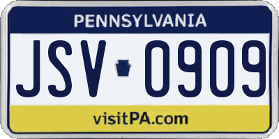 PA license plate JSV0909