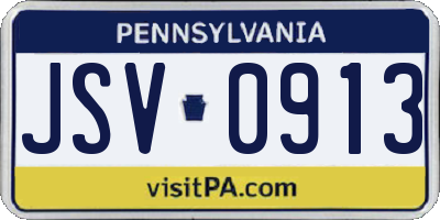 PA license plate JSV0913