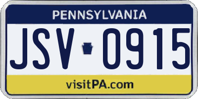 PA license plate JSV0915