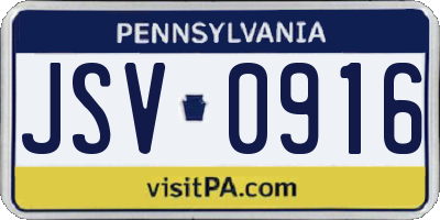 PA license plate JSV0916