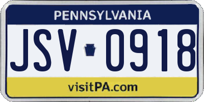 PA license plate JSV0918