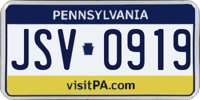 PA license plate JSV0919