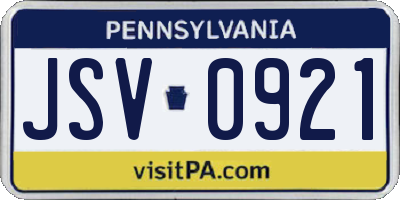 PA license plate JSV0921