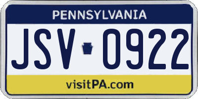 PA license plate JSV0922
