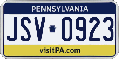 PA license plate JSV0923