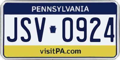 PA license plate JSV0924