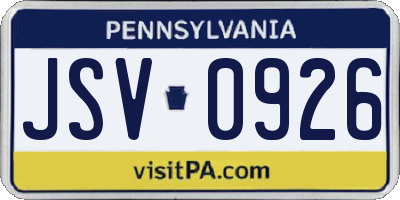 PA license plate JSV0926