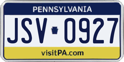 PA license plate JSV0927