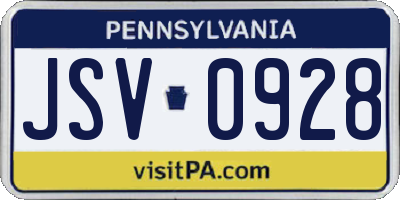 PA license plate JSV0928