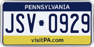 PA license plate JSV0929