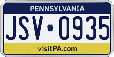 PA license plate JSV0935