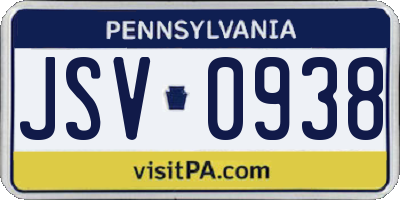 PA license plate JSV0938