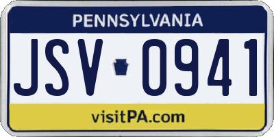 PA license plate JSV0941