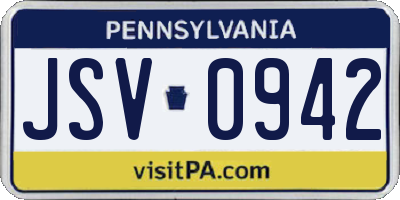 PA license plate JSV0942