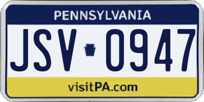 PA license plate JSV0947