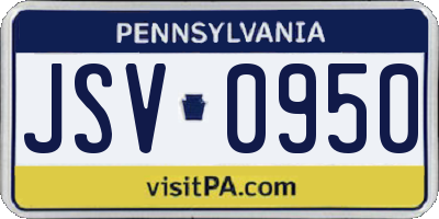 PA license plate JSV0950