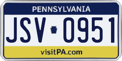 PA license plate JSV0951
