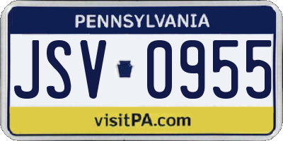 PA license plate JSV0955