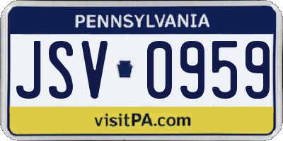 PA license plate JSV0959