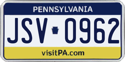 PA license plate JSV0962