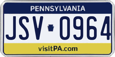 PA license plate JSV0964