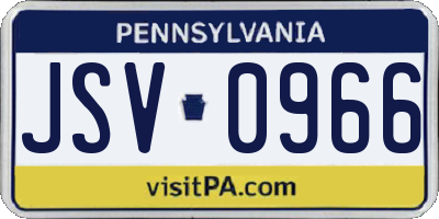 PA license plate JSV0966