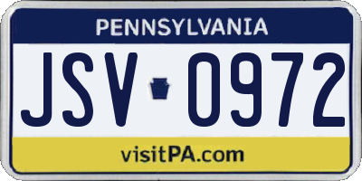 PA license plate JSV0972