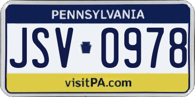 PA license plate JSV0978