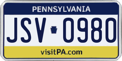 PA license plate JSV0980