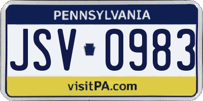 PA license plate JSV0983