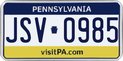 PA license plate JSV0985